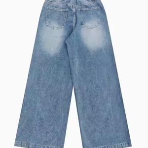Pantalones vaqueros anchos de mezclilla azul vintage desgastado con lavado claro para mujer, de corte recto alto, transpirables, estilo casual boyfriend - Product Image 5