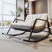 Fauteuil à bascule moderne en acier forgé noir pour patio, salon, style nordique, pour adulte