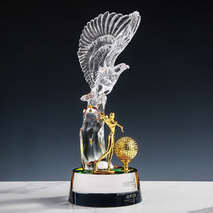 Decoração Personalizada para Casa Novo Design Grande Troféu de Cristal de Vidro Prêmio de Golfe Troféu Águia com Asas Transparentes - Product Image 1