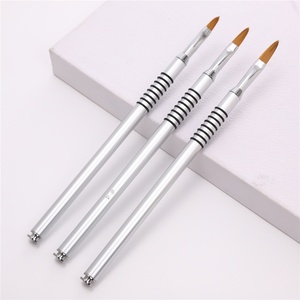 Populares pinceles de metal con mango de tubo de aluminio tallado en 3D para decoración de uñas, ideales para el comercio transfronterizo. - Product Image 4