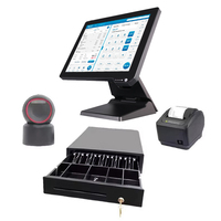 Mesin Kasir Layar Sentuh 15" Caja Device Terminal All in One Sistem POS Pembaca Kartu NFC untuk Supermarket Toko Retail