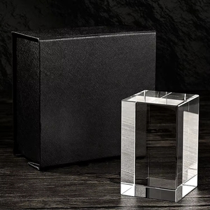 <span class=keywords><strong>Cube</strong></span> en <span class=keywords><strong>cristal</strong></span> K9 3D personnalisable, base rectangulaire carrée blanche, ornement fait main, autres artisanats pour la décoration de la maison, utilisation au bureau - Product Image 2