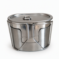 Kit de camping individuel léger en aluminium pour barbecue extérieur, style militaire, avec porte-gobelet et gourde, pour usage en terre ferme