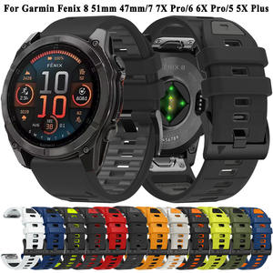 <span class=keywords><strong>Garmin</strong></span> <span class=keywords><strong>Fenix</strong></span> 8 47mm/<span class=keywords><strong>7s</strong></span> Pro/6S Pro/Plus Quickfit 22mm 26mm correa de silicona ajustable goma Easyfit Smart Watch pulsera - Product Image 2