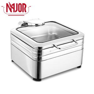 Plato de frotamiento de lujo de 9L con marco redondo de acero inoxidable para comida GN <span class=keywords><strong>la</strong></span> <span class=keywords><strong>restaurante</strong></span> de cafetería para Buffet - Product Image 4