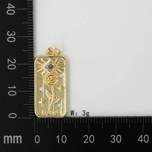 Hiphop Sun Star Rose Bloem <span class=keywords><strong>Tarot</strong></span> Kaarten Hanger Cz Zirkoon Vergulde Ketting Accessoires Voor Dames Vintage Sieraden Maken - Product Image 4