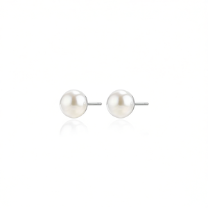 Amy Amy Pearl <b>Stud</b> Earrings White Round Faux Pearl <b>Silver</b> Women's Everyday Wear Classic Style PE0599 - Product Image 4