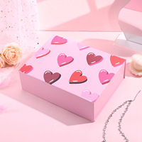 Boîte cadeau rose Saint-Valentin pliable monobloc à ouverture rabattable, sans fermeture magnétique et avec fente intérieure