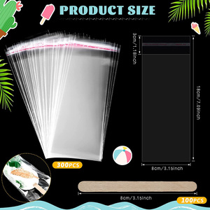 Tùy Chỉnh Tự Dính Giấy Bóng Kính Túi Diy Icecream Ice Lolly Nhựa Wrappers Với Nhãn Và Gỗ Stick - Product Image 2