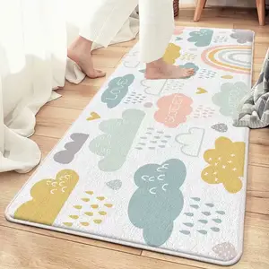 Ins Lichte Luxe Stijl Print Shaggy Katoenen Keukendeur Vloerkleed Mat Nordic Pluizig Tapijt Badkamermatten - Product Image 1