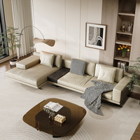 Canapé d'angle en cuir minimaliste moderne avec chaise longue, style italien, pour salon