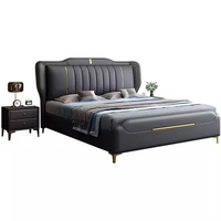 Meubles de chambre d'hôtel de luxe en gros, cadre de lit moderne en cuir de luxe, lit double haut et moelleux