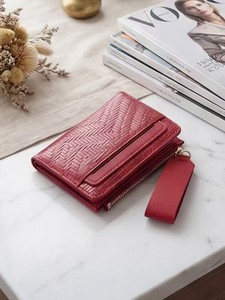 Portefeuille en cuir PU tressé rouge tendance 2026 avec dragonne, multiples fentes pour cartes et <span class=keywords><strong>pochette</strong></span> zippée pour pièces de monnaie, blocage RFID (en option) - Product Image 2