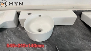 Lavabo mural de haute qualité, petit, gris, de forme ovale, fontaines, lavabo mural suspendu, lavabo de salle de bain - Product Image 4