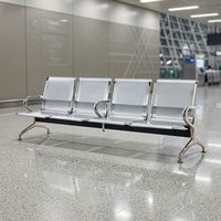 Chaise d'attente moderne 3 places en acier inoxydable, banc pliable en métal pour hall d'hôtel, clinique, réception