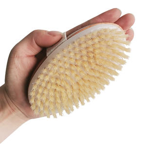 Brosse corporelle en <span class=keywords><strong>sisal</strong></span> naturel douce pour peaux sèches, brosse de bain en bois, brosse à poils pour le corps SPA sans manche - Product Image 1