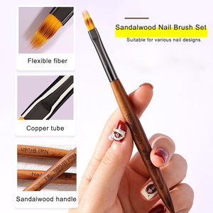 Ensemble de pinceaux à ongles 6/9/12 mm pour liner, pinceaux plats, ronds, pour gel, ombrage, peinture florale, pinceaux obliques pour French manucure, pour nail art - Product Image 4