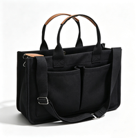 Bolsa de Lona con Múltiples Bolsillos, Cierre Superior, Correa de Hombro Ajustable y Extraíble, Bolsa de Lona para Mujer para el Trabajo Diario