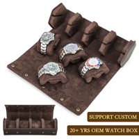 Étui de voyage pour montres en cuir véritable rétro à 4 emplacements, forme hexagonale, fermeture à bouton, organisateur de rangement, boîte à montres de luxe en cuir Crazy Horse