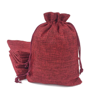 Petit sac en jute pour Noël, sac cadeau, emballage de bijoux, sac anti-poussière avec cordon de serrage, sac de rangement pour bonbons en toile naturelle