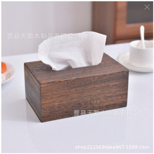 Caja de pañuelos de madera maciza de Paulownia con acabado de carbón, hecha a mano, impermeable, para uso en el hogar y sala de estar - Product Image 4