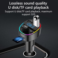 G67 Car BT 5,0 Transmisor FM inalámbrico con luz de ambiente retroiluminada LED Reproductor de CD Cargador de coche USB MP3/WAV Música sin pérdidas