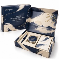 Boîte d'expédition personnalisée en carton ondulé brillant E Flute pour kit de calligraphie, emballage cadeau pour abonnement e-commerce
