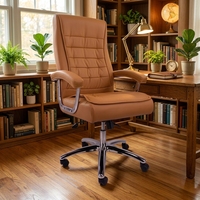 Chaise de bureau ergonomique pivotante moderne pour la maison et le bureau, avec accoudoirs chromés et appui-tête inclinable