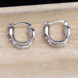 S925 Silver Oval Smooth Earrings for Women <b>Cute</b> DIY Pearl 7-9 <b>Accessory</b> Holder Simple Semi-Finished Product 1867 - Product Image 4