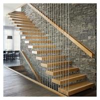 Escalier flottant de luxe léger à marches larges, escalier suspendu spacieux et ouvert pour villas, appartements et hôtels en kit