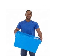 Grande boîte de transport en plastique empilable et emboîtable pour entrepôt, supermarché, logistique et distribution, avec couvercle