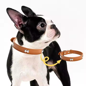 맞춤형 XL 가죽 및 폴리 에스터 애완 동물 목걸이 작은 개를위한 귀여운 솔리드 레터 매력 넥밴드 DIY 애완 동물 액세서리 - Product Image 6