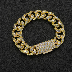 Pulsera de Cadena Cubana de 16 mm con Gotas de Agua, Pulsera Hip-hop de Una Sola Fila Llena de Zirconio, Collar de Moda Tanjing Lijing - Product Image 2