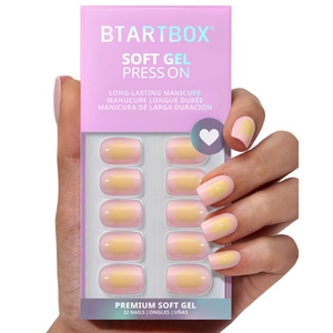 Short Square False Fake <b>Nails</b> <b>Set</b> High Quality Wholesale Soft Gel Pink and Yellow Ombre Bulk Cute Press on <b>Nails</b> Kit 32pcs - Product Image 1