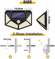 Lampe solaire de jardin de haute qualité pour l'extérieur, 100 LED, étanche, avec détecteur de mouvement, lampes solaires murales de jardin