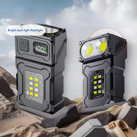 Mini lampe torche solaire en alliage d'aluminium pour le camping en plein air, multi-outils EDC, rechargeable par USB, porte-clés, lampe de poche zoomable et à intensité réglable