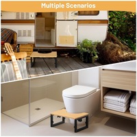 Tabouret de toilette pliant portable, banc de salle de bain réglable, repose-pieds de douche domestique en métal et bois