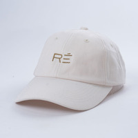 Venta al por mayor 100% tela de algodón suave color blanco crema gorras planas 3D bordado Logo papá gorra 6 paneles gorra de béisbol sin estructura