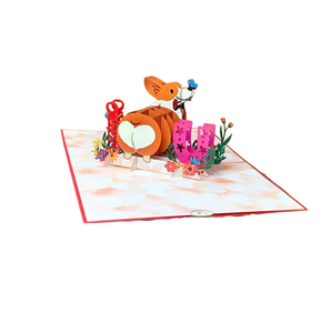 Carte de vœux 3D pop-up artisanale avec un chien Corgi mignon, je t'aime, pour un anniversaire, la Saint-Valentin, avec enveloppe - Product Image 1