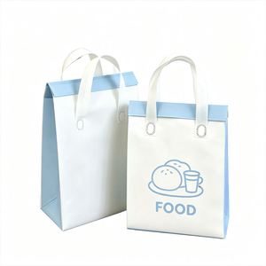 Sac fourre-tout en papier non tissé épais et recyclable avec logo personnalisé, impression sérigraphique, poignée longue, pour café, supermarché, sandwichs - Product Image 1