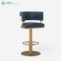 Chaise de bar classique rétro pour restaurant occidental, structure en métal avec revêtement pour restaurant occidental, hôtel, café