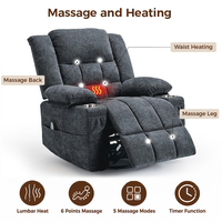 Fauteuil inclinable moderne en tissu gris foncé avec massage 6 points, fonction pivotante à 360 degrés, fonction bascule et porte-gobelets pour la maison et l'hôtel