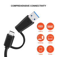 Offre Spéciale : Hub Multiport 5-en-1 Double Tête 5 Gbit/s USB 3.0 avec Lecteur de Cartes USB-A, USB-C, SD et Micro SD pour Ordinateur Portable