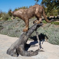 Estatuas de Animales Personalizadas, Escultura de Leopardo de Bronce de Tamaño Real en el Árbol para Decoración de Jardín Exterior