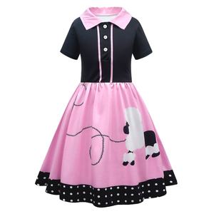 Robe Poodle Sock Hop des années 80 pour filles, tenue pour enfants des années 1950 avec écharpe et bandeau, dotée d'une jupe élégante - Product Image 3