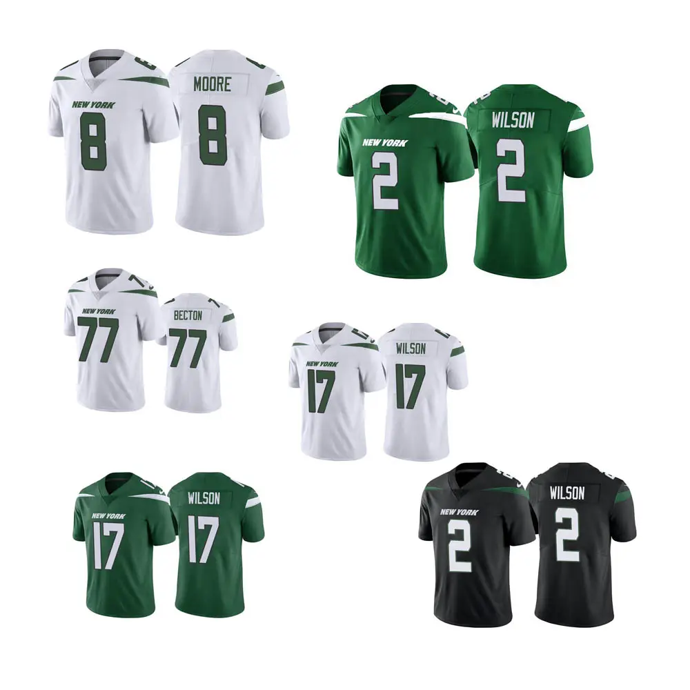 Men's New York #2 Zach Wilson #17 Garrett Wilson #8 Elijah Moore Gotham Green limited Jersey custom American football uniforms
