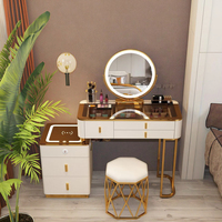 Table de toilette moderne en bois massif pour filles Tuochen avec miroir éclairé et tiroirs, montage facile, meubles pour salle de bain, appartement, salon