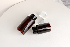 PET de grado alimenticio Color ámbar marrón 100ml con tapa CRC personalizada tapa superior abatible tapa metálica para botella de cápsula de suplemento de vitamina - Product Image 3