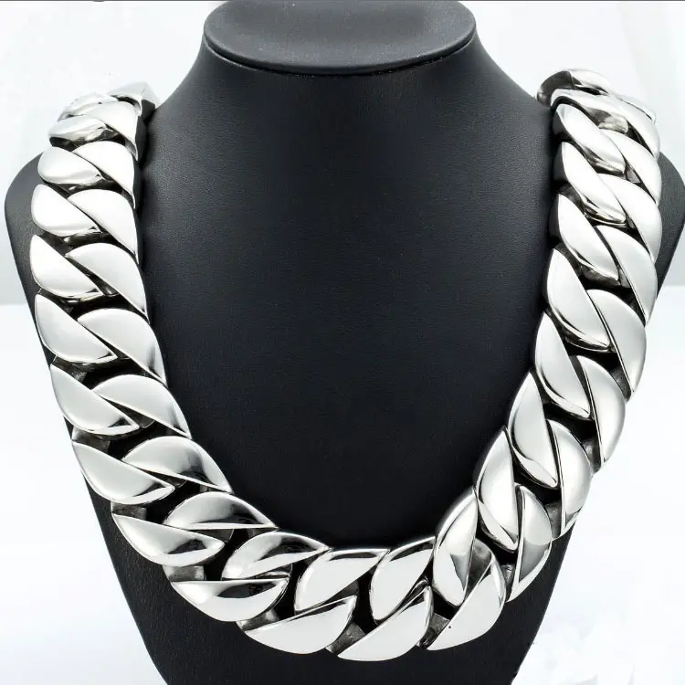 2023 stainless steel jewelry large heavy duty silver tone cuban chains for men