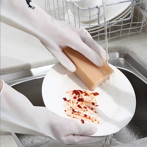 <b>Pvc</b> Dishwashing <b>Gloves</b> Non Slip Waterproof For Kitchen Use 17 Cm Length Cartoon Pattern Little Deer Color - Product Image 1